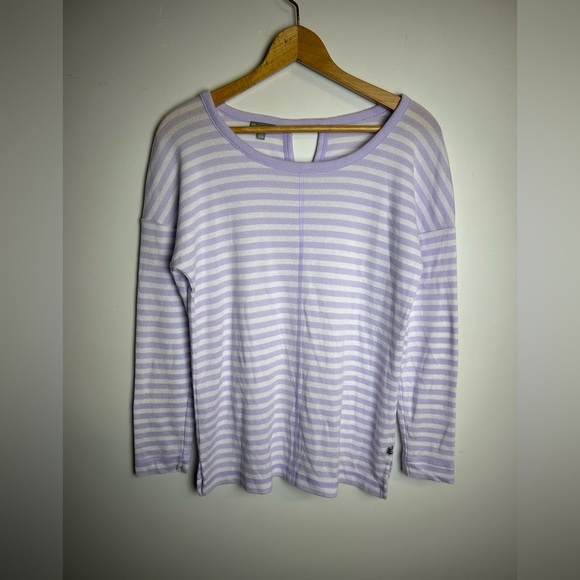 T By Talbots Striped lila Purple Long Sleeve top Sz MP Comfortable soft timeless - Picture 5 of 14